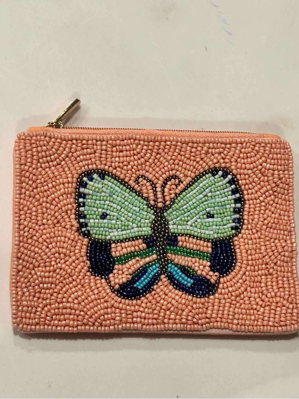 Beaded Butterfly Zip Pouch - NWT